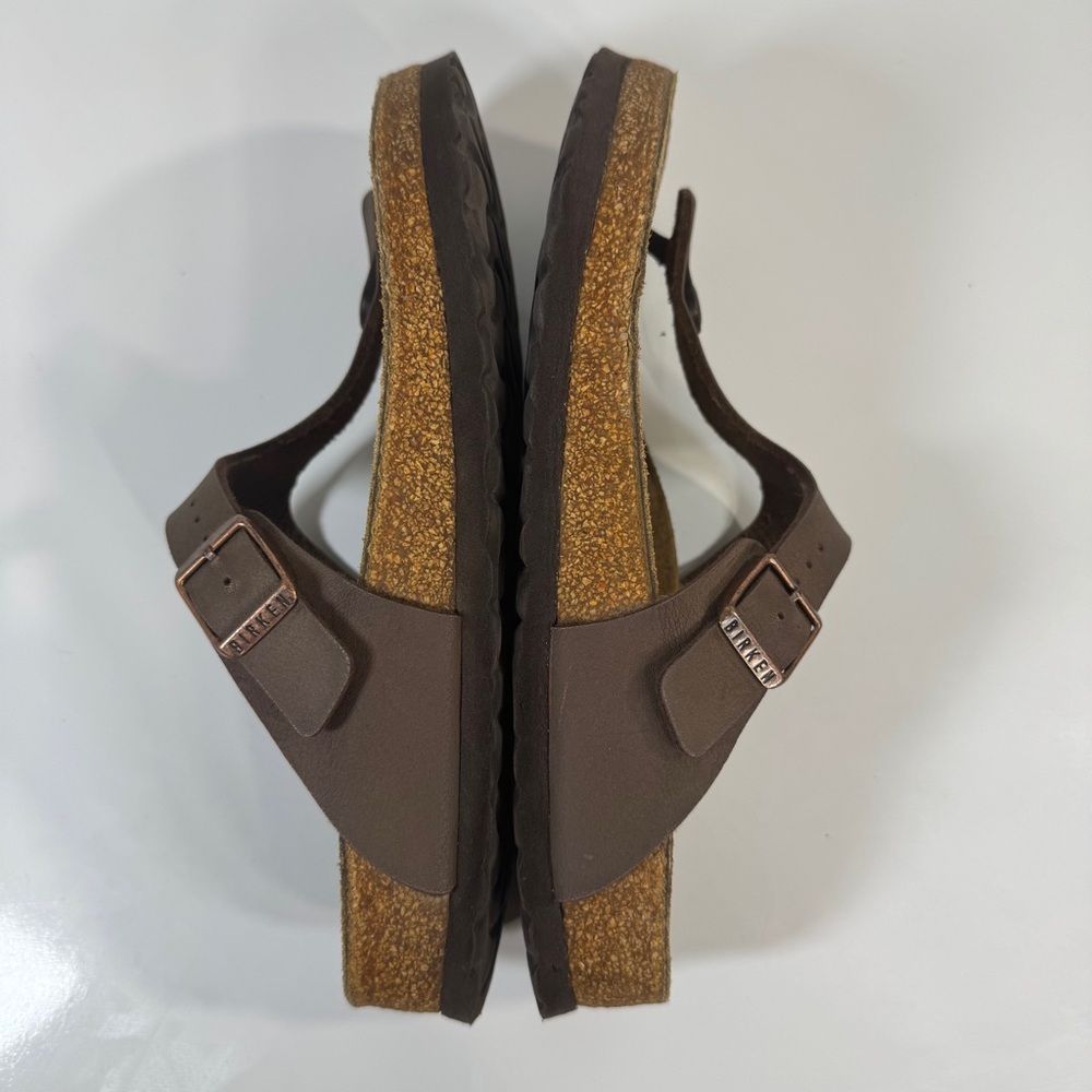 Birkenstock Women’s Gizeh Sandals Brown Vegan‎ Leather Size 38 - Picture 9 of 12